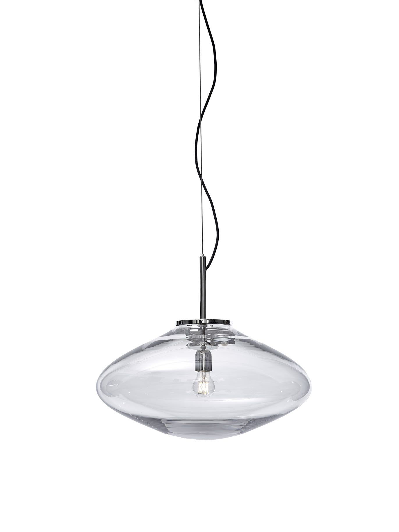 Hanglamp Glas Disc Clear Nickel