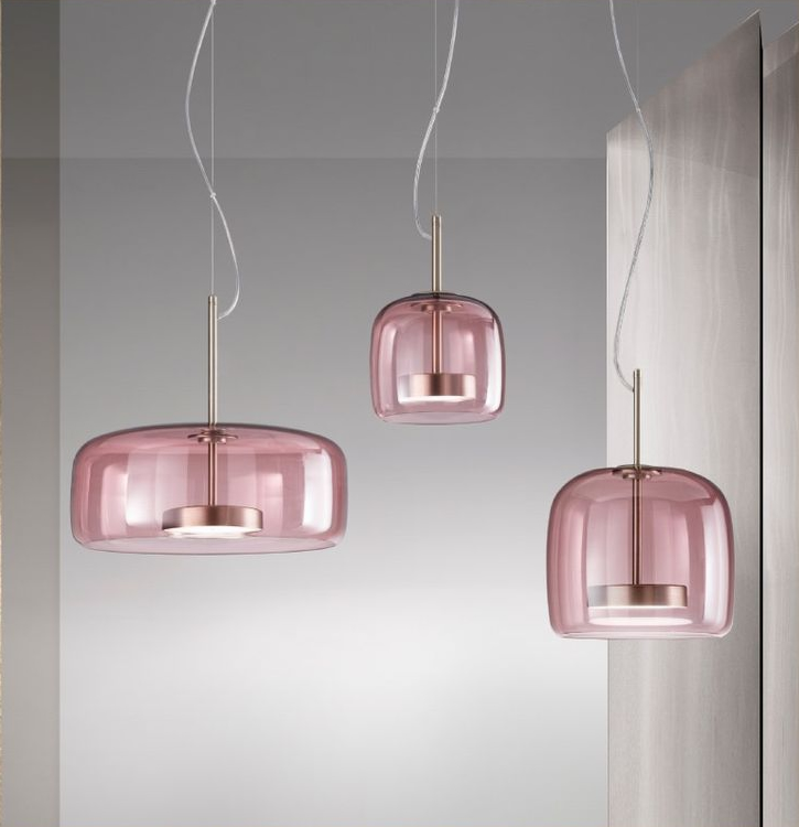 hanglampen LED glas amethist roze dimbaar